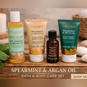 Tuscan Hills Spearmint & Argan Oil Body Wash Set NWT